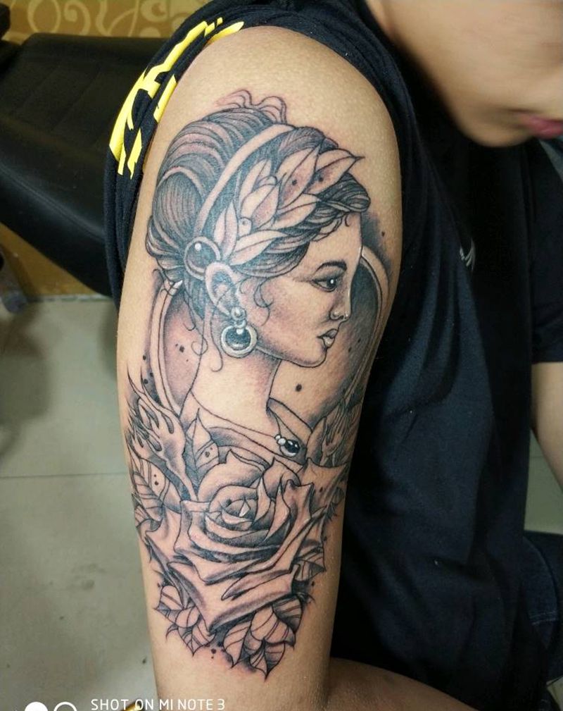 欧美风纹身图片_手臂欧美人物成品纹身图案