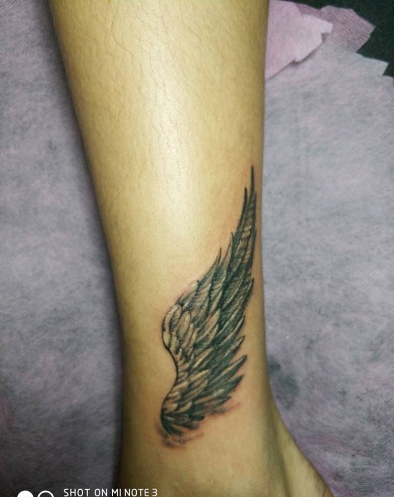 小小翅膀本店作品纹身图片_脚部欧美动物成品纹身图案