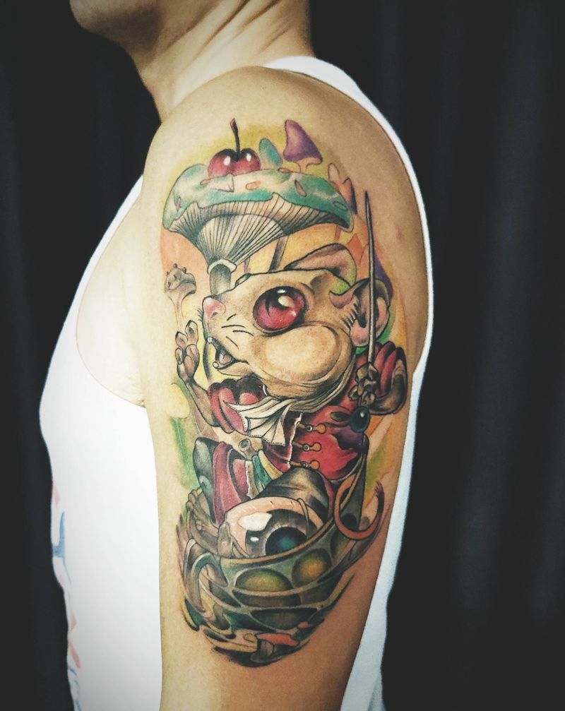 漂流鼠纹身图片_手臂New School纹身图案