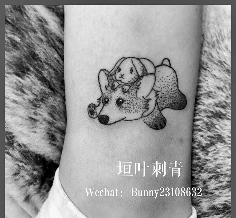 兔子柯基纹身图片