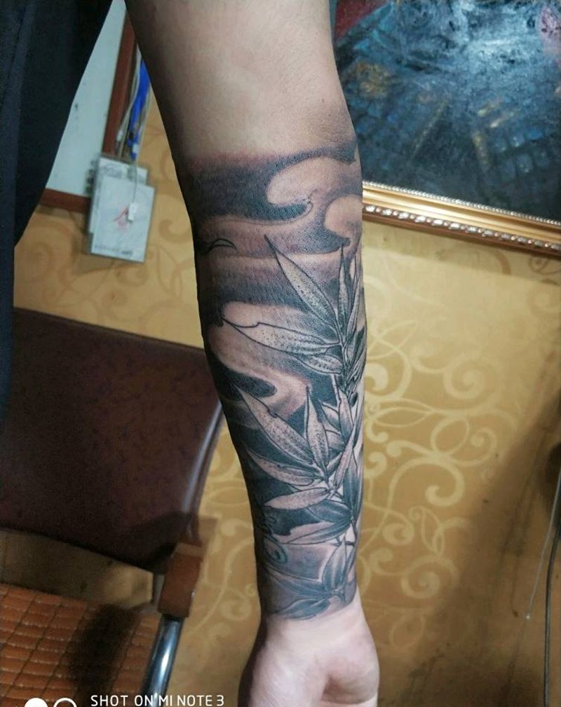 传统竹子作品纹身图片_手臂新传统纹身图案