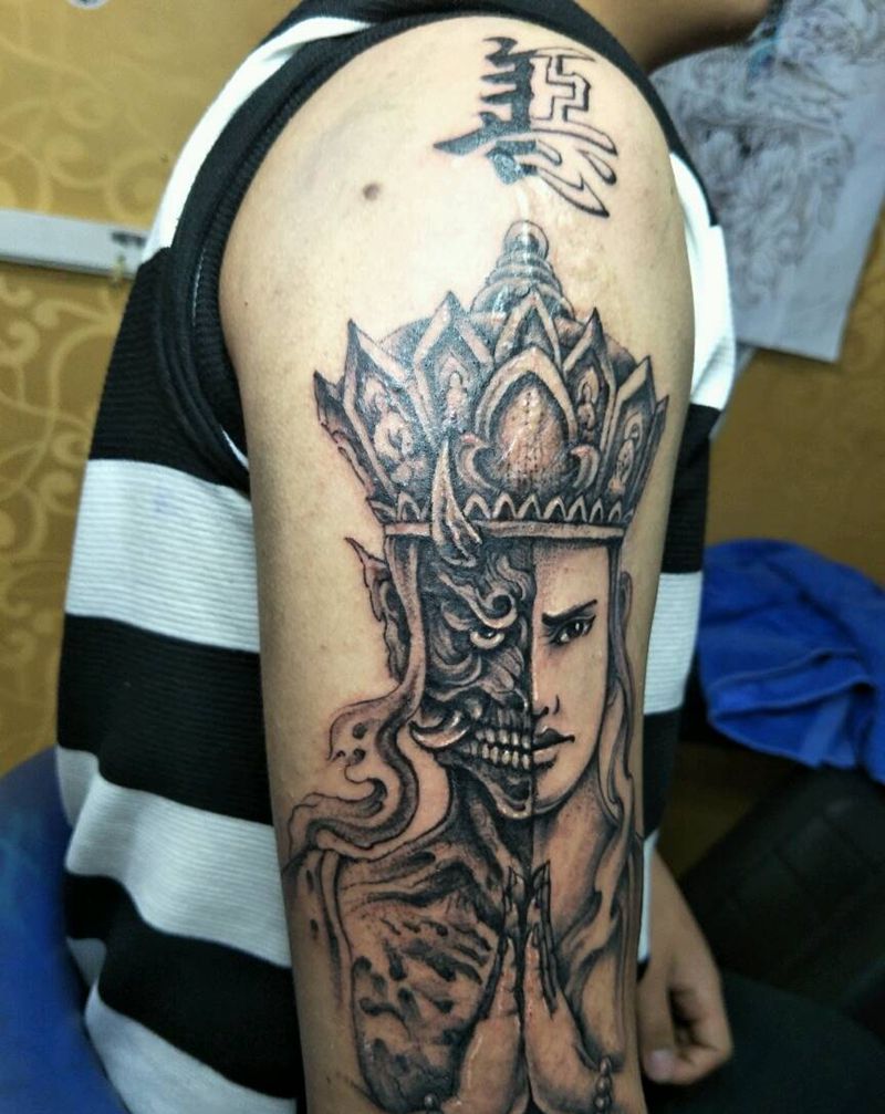 一念之间纹身图片_背部手臂腿部手部传统肖像人物宗教成品纹身图案