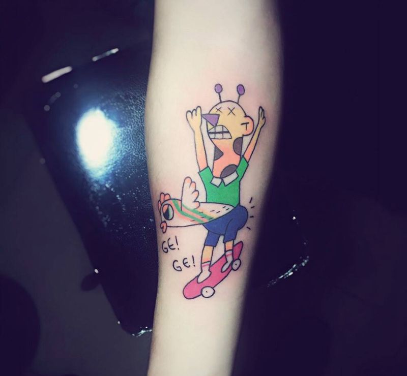 滑板鞋纹身图片