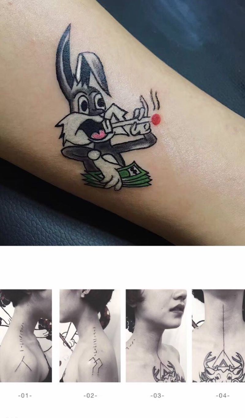 兔八哥 部首拆体纹身图片