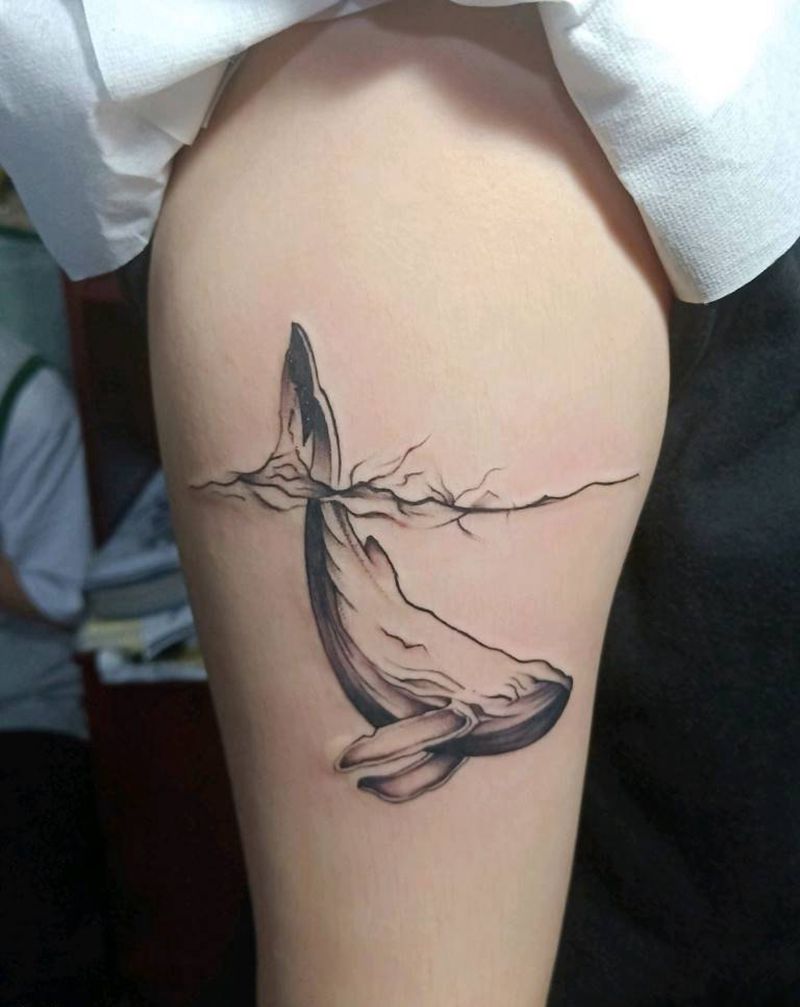 鲸鱼纹身图片_手臂纹身图案