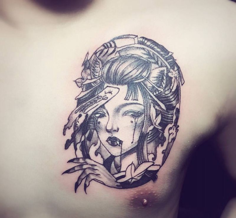 艺妓纹身图片