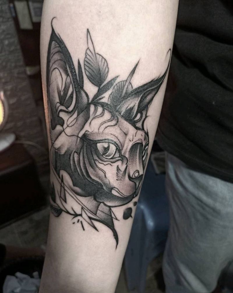 猫猫纹身图片_手臂纹身图案