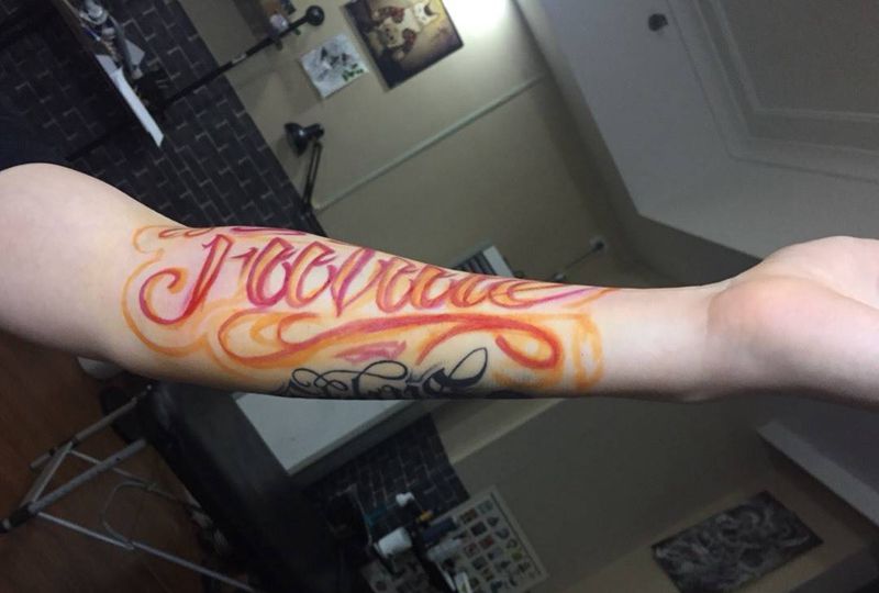 chicano字体纹身图片_成品手臂欧美静物原创字符奇卡诺纹身图案