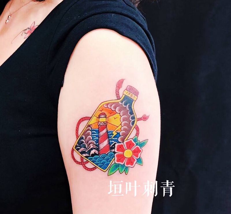 漂流瓶纹身图片