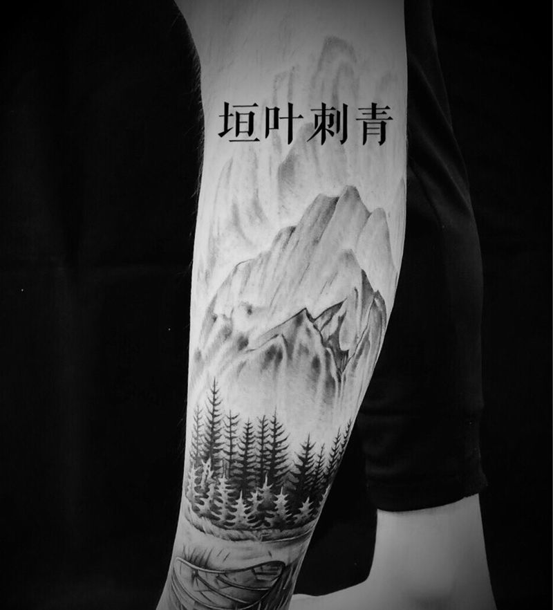 山水画纹身图片