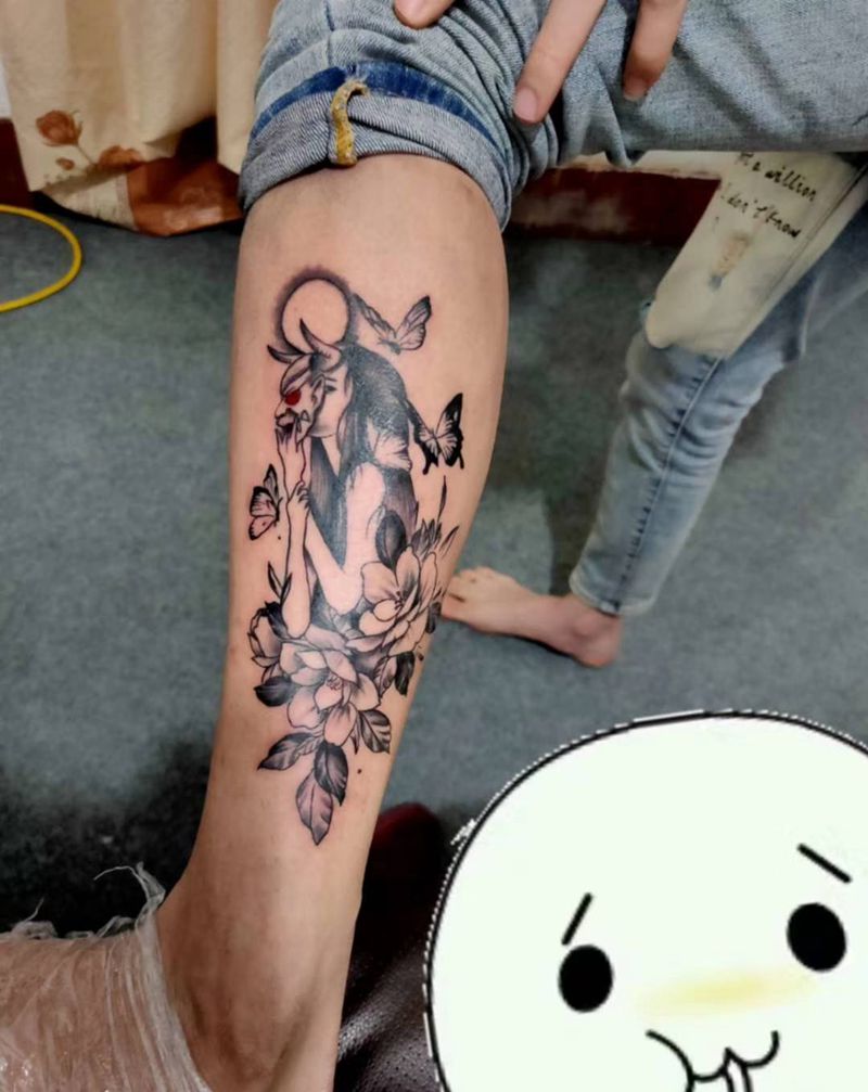 小清新纹身图片_腿部纹身图案