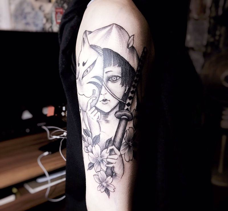 艺妓纹身图片