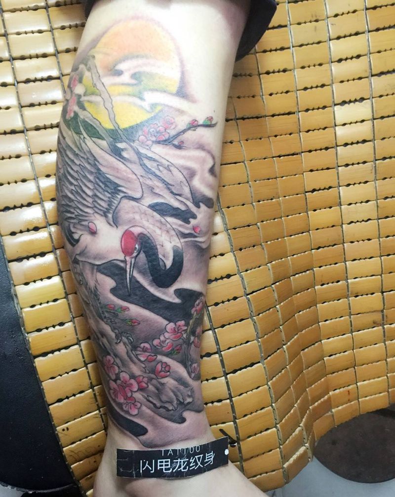 单立鹤纹身图片