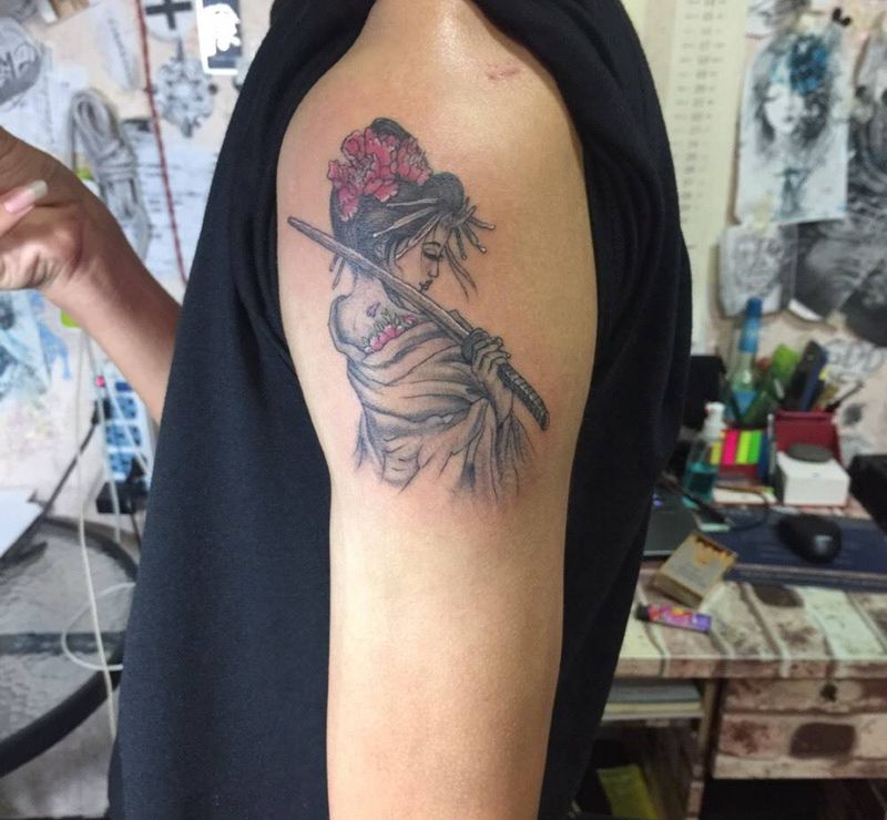 女武士,很酷,喜欢不喜欢都很酷,厦门纹身图片