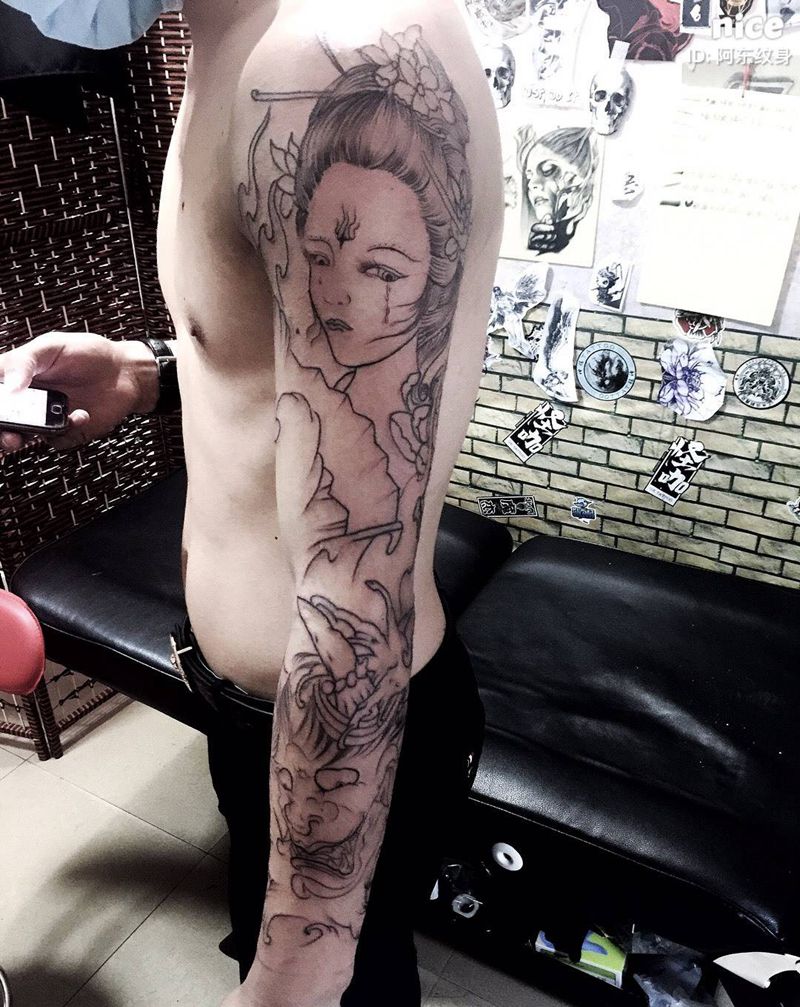 花臂,老客户了,靠谱才有回头客纹身图片