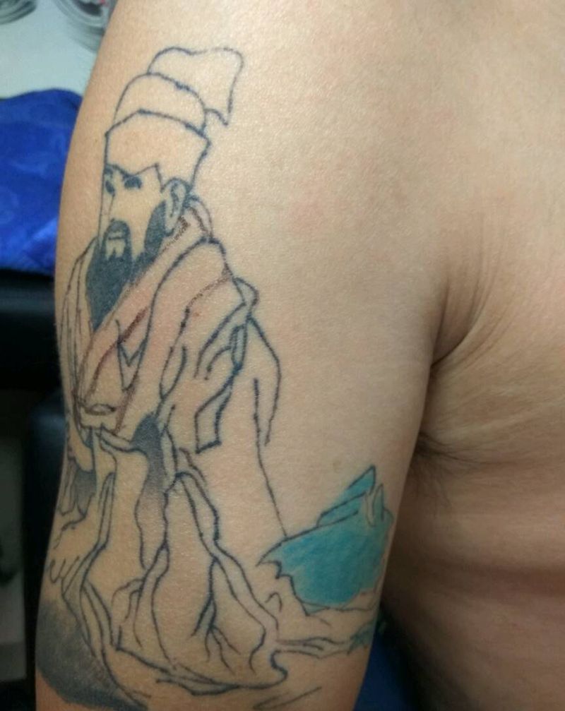 修改作品纹身图片_手臂传统人物成品纹身图案