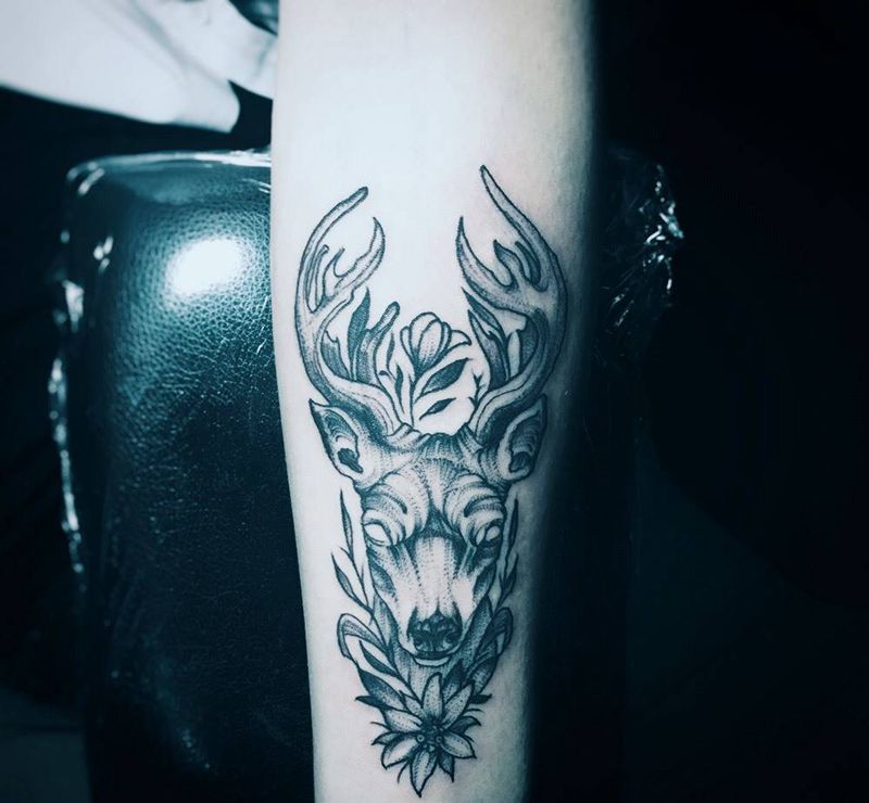 鹿头纹身图片