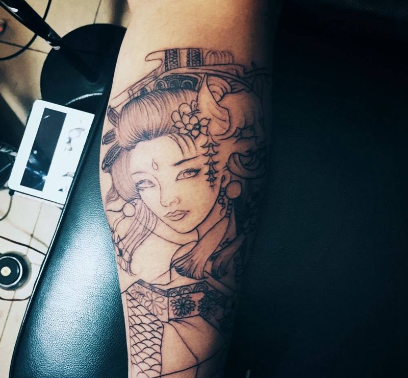 艺妓纹身图片