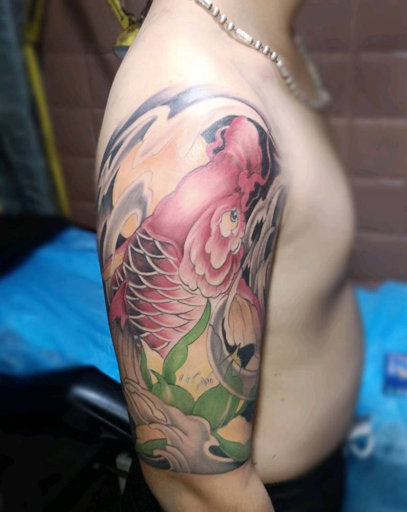 鲤鱼纹身图片_手臂纹身图案