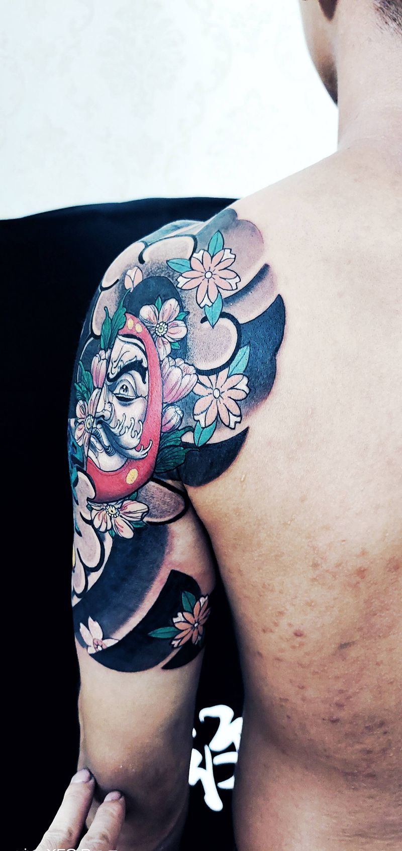 遮盖老传统纹身图片_肩部老传统纹身图案