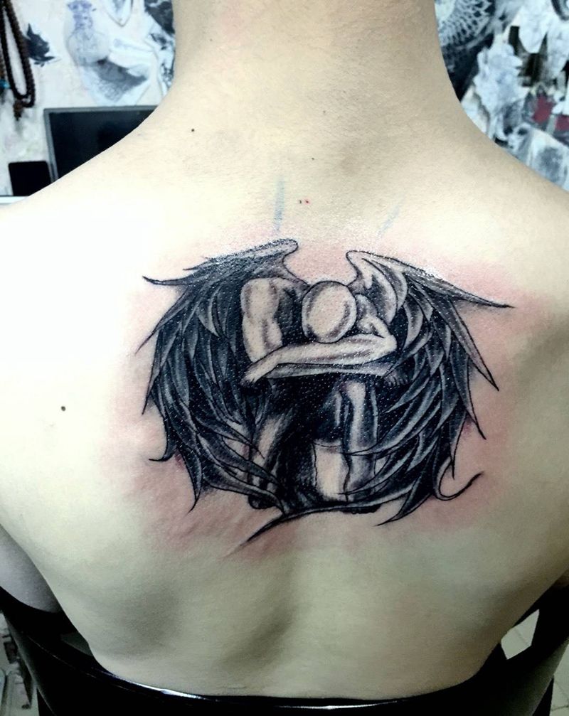 天使也受伤,耗时两个小时不到纹身图片