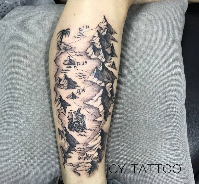 原创纹身图片_原创几何字符欧美清新成品手臂腿部写实国画纹身图案