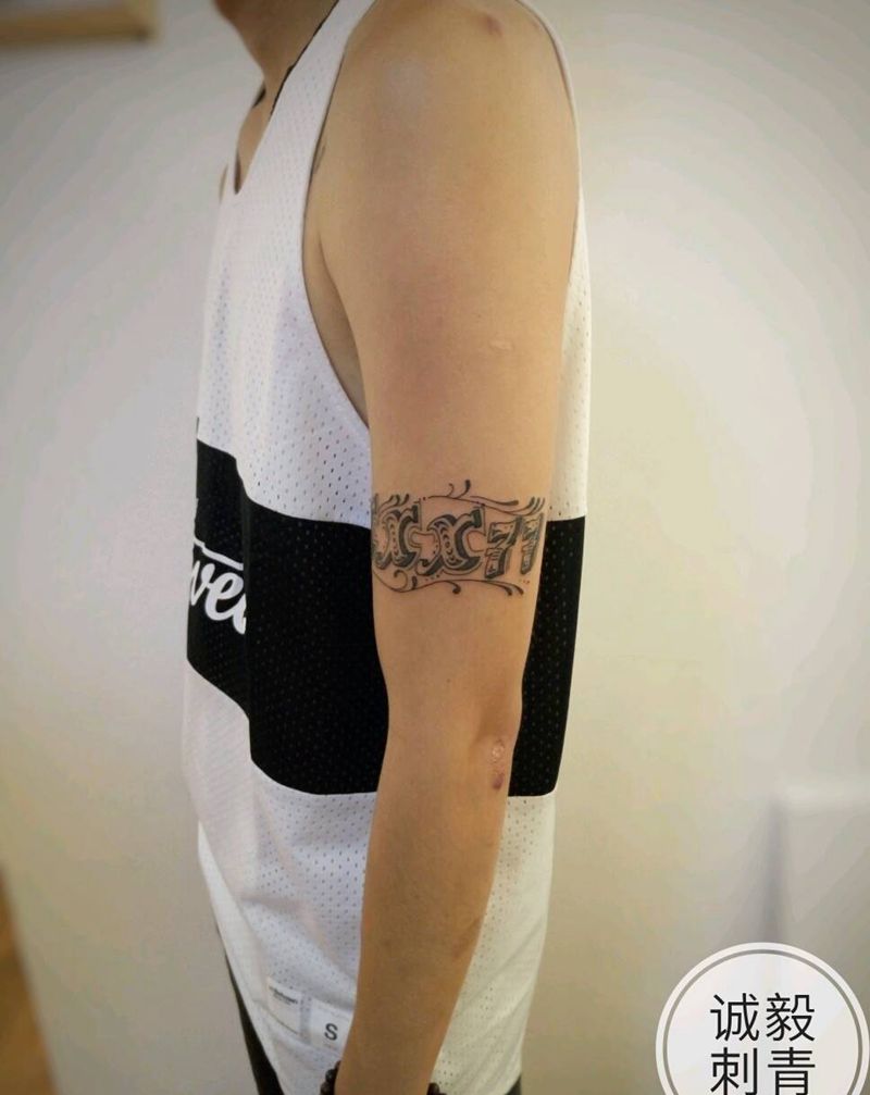 花体英文与水彩纹身纹身图片_手臂腿部欧美清新国画几何字符图腾原创成品纹身图案