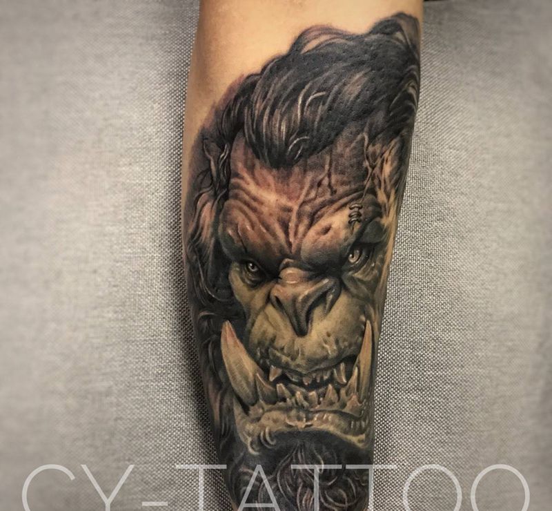 魔兽纹身纹身图片_鬼神欧美肖像写实手臂腿部成品人物纹身图案