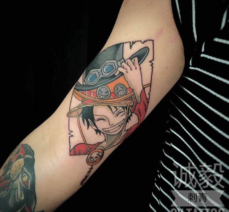 海贼王路飞纹身图片_手臂腿部Old SchoolNew School海贼王纹身图案