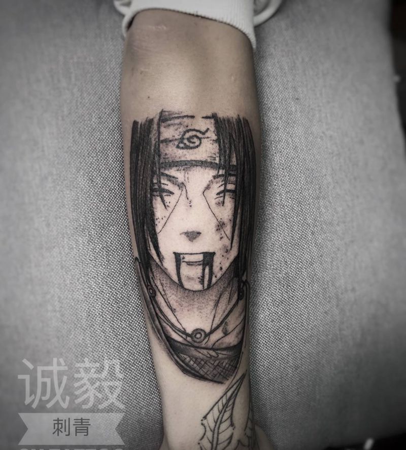 宇智波鼬纹身图片_手臂腿部New School新传统火影忍者动漫纹身图案