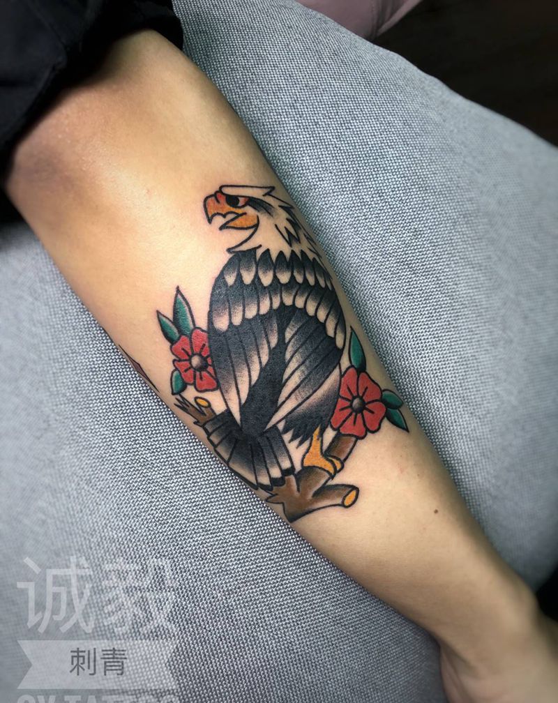 oldschool老鹰纹身图片_手臂腿部Old SchoolNew School纹身图案