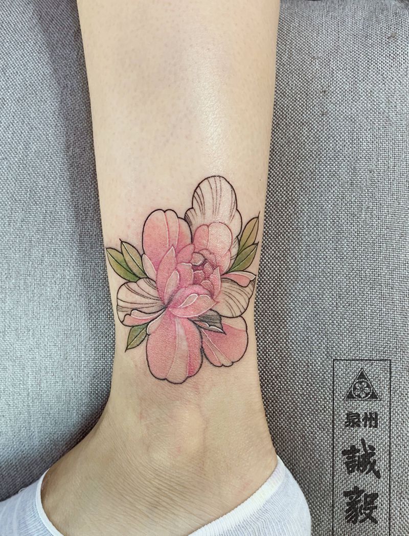 素花疤痕遮盖纹身图片_手臂腿部水彩新传统素花遮盖纹身图案