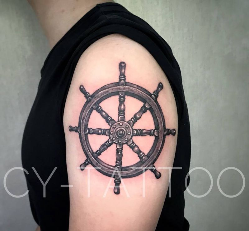 Direction纹身图片_欧美静物几何写实清新手臂腿部成品纹身图案