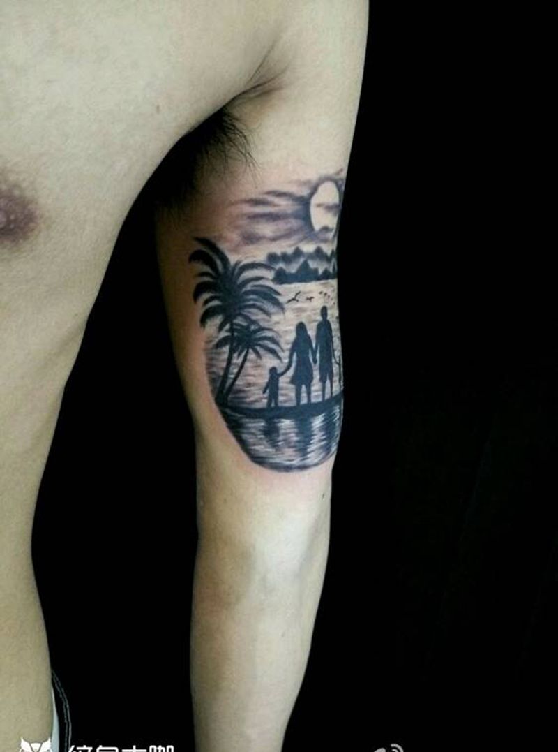 幸福纹身图片_胸部背部手臂腿部欧美清新人物植物图腾原创纹身图案