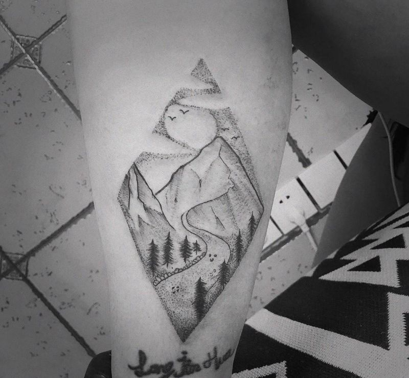 点刺有山没有水纹身图片