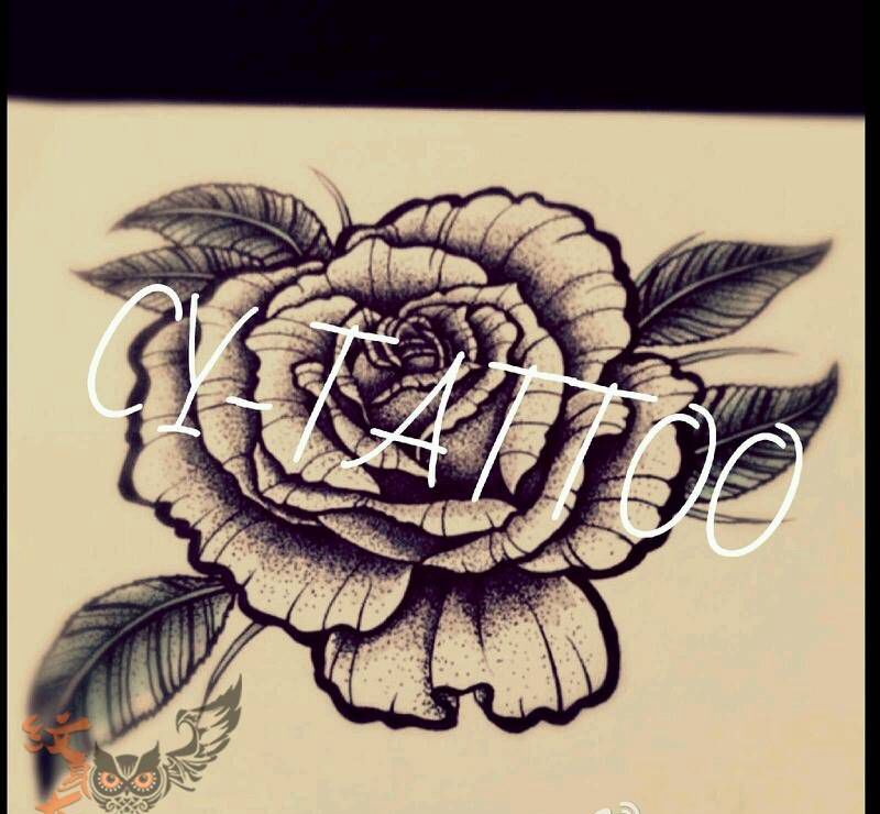 玫瑰花手稿纹身图片