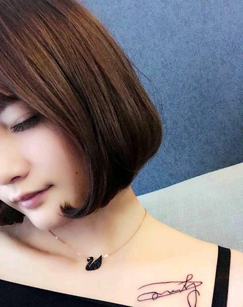 小清新纹身图片_胸部手臂腿部欧美清新国画几何字符动物成品纹身图案