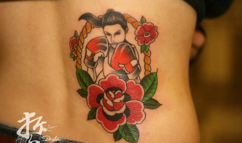 原创oldschool纹身纹身图片_腰部手臂腿部欧美传统几何字符人物原创成品纹身图案