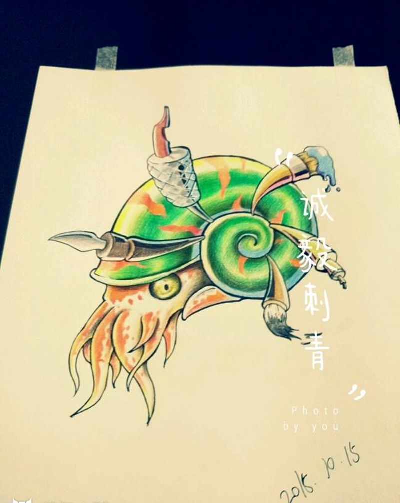 徒弟原创作品纹身图片_胸部腰部手臂脚部欧美清新动物人物原创纹身图案