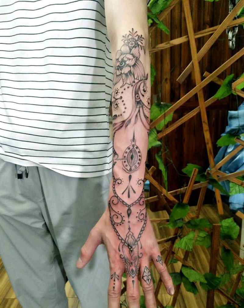 。纹身图片_素花藤条纹身图案