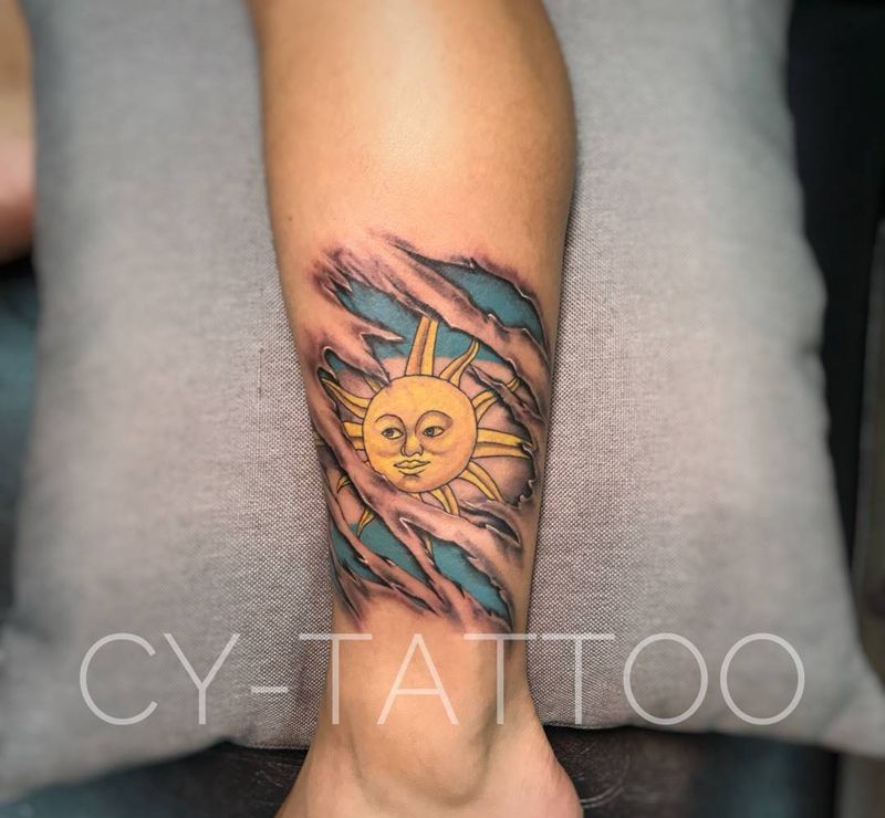 阿根廷球迷的纹身纹身图片_原创几何欧美写实传统手部腿部成品手稿纹身图案