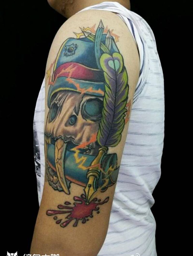 恢复好的作品纹身图片_手臂腿部欧美传统动物人物鬼神原创纹身图案