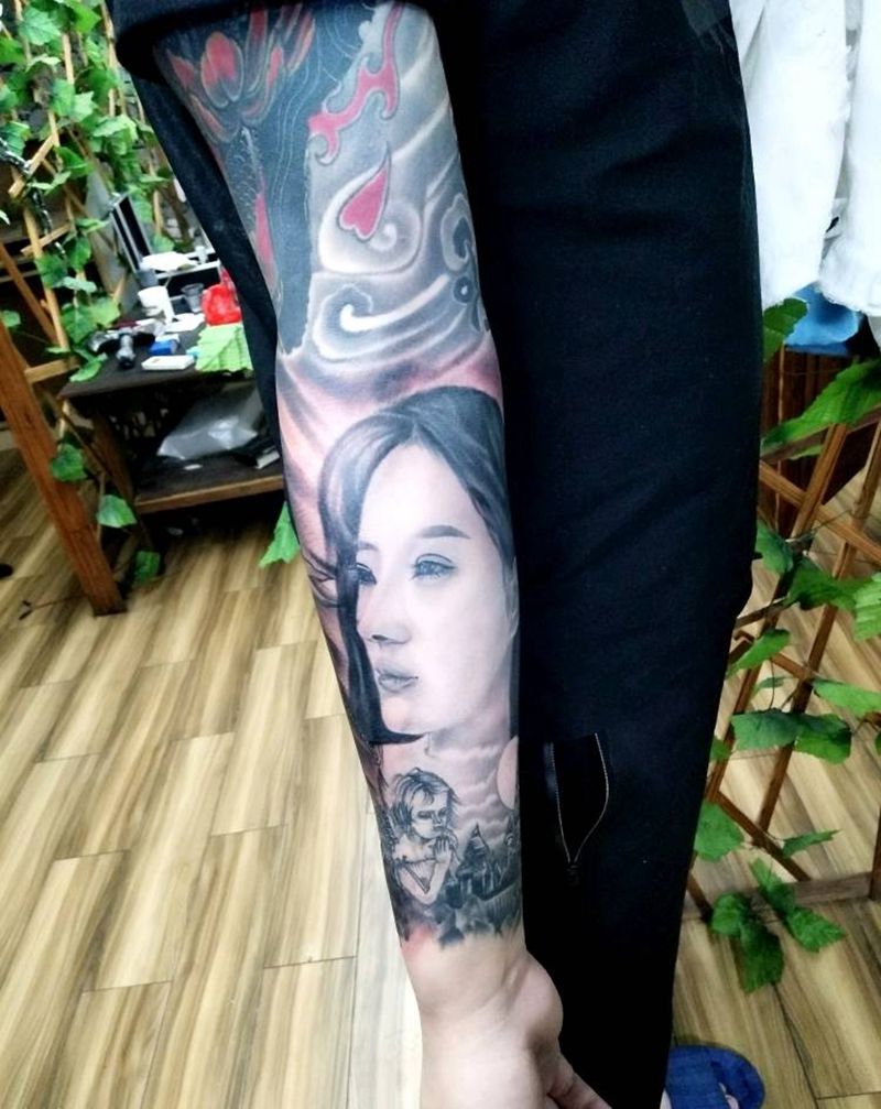 肖像花臂纹身图片