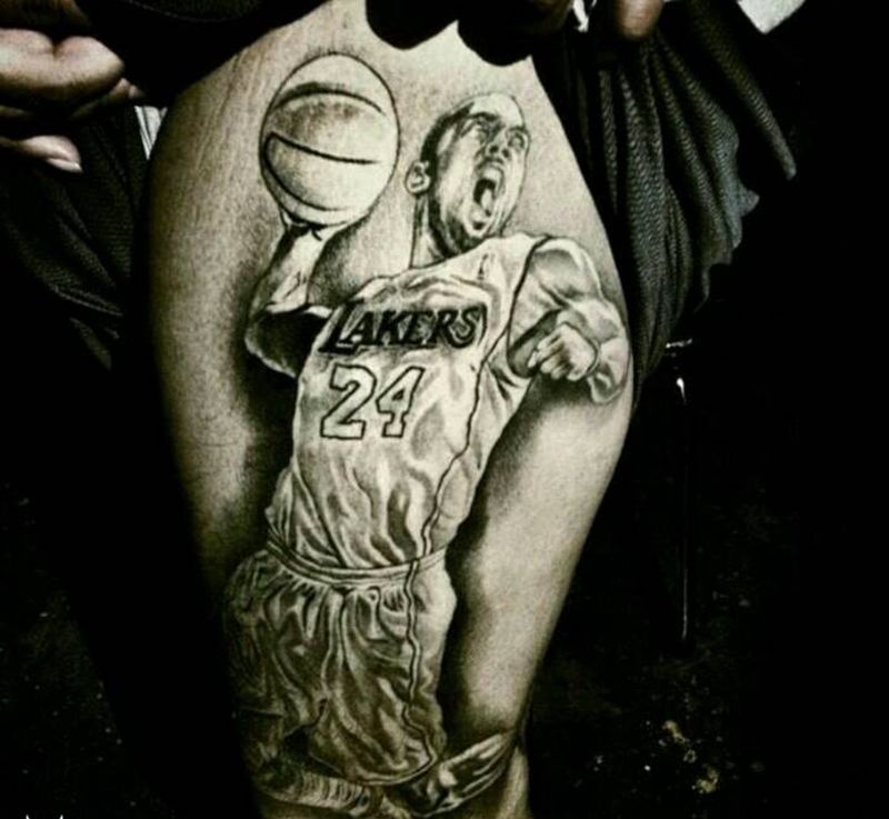 科比肖像纹身纹身图片_胸部背部手臂腿部欧美肖像人物纹身图案