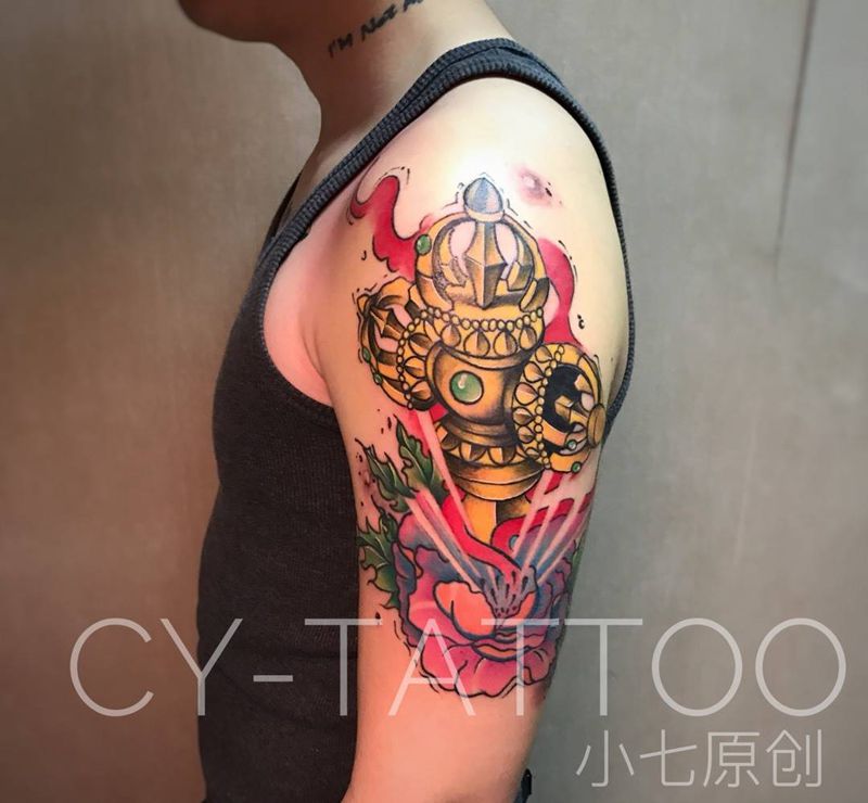 金刚杵纹身图片_原创鬼神宗教传统国画习俗腿部手臂成品肩部纹身图案