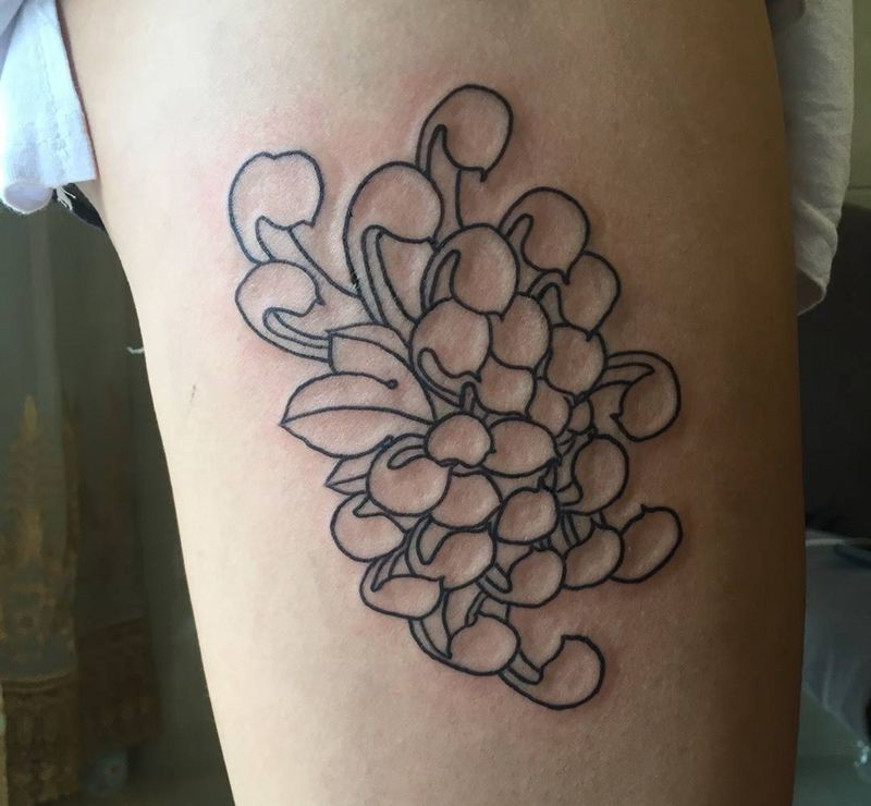 菊花未完成纹身图片