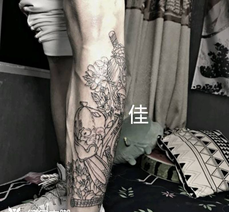 鬼武士纹身图片