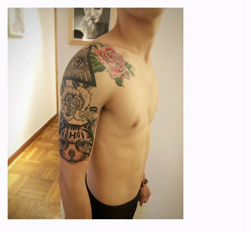 原创作品（未完成）纹身图片_手臂欧美清新写实几何动物人物植物原创成品纹身图案