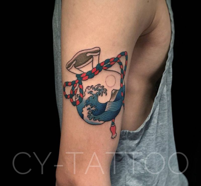 原创福袋纹身图片_原创传统习俗国画静物成品手臂腿部插画纹身图案