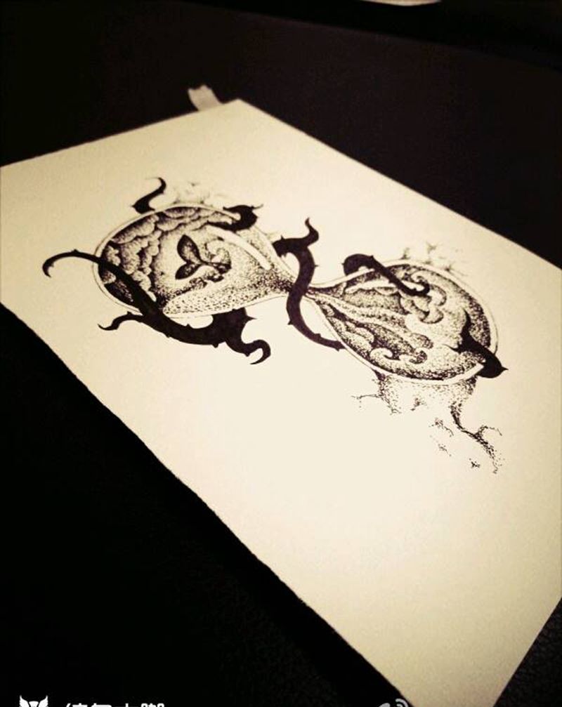 徒弟原创纹身图片_腿部手部欧美清新几何字符动物人物原创纹身图案